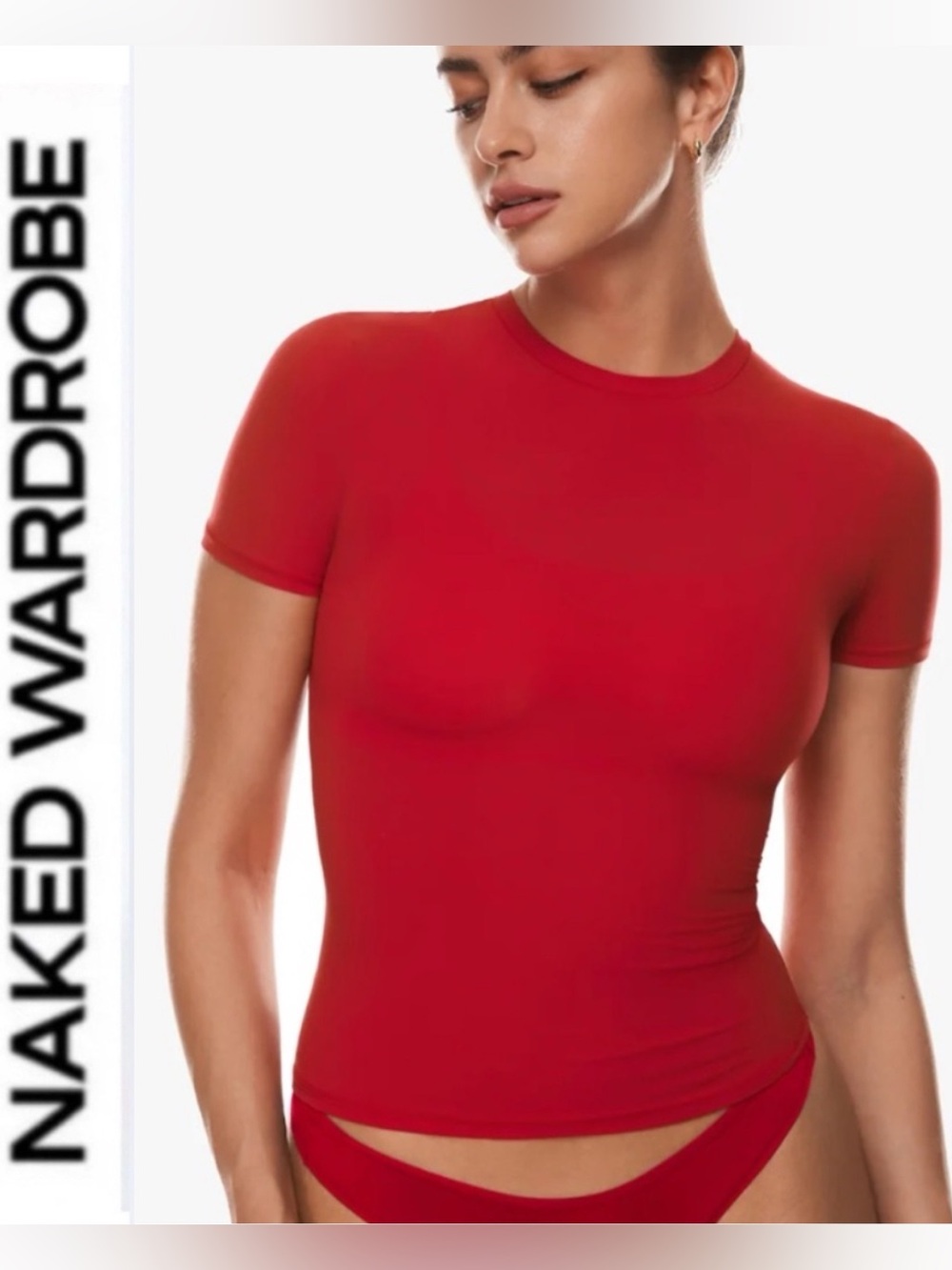 Naked Wardrobe♥️ Red Short Sleeve Crewneck Top tee